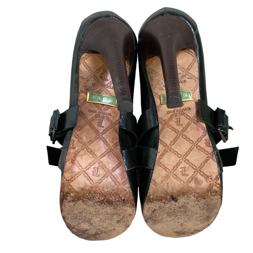 L.A.M.B Women’s Size 8.5 Finsbury Green Leather Mary Jane Buckle Platform Heels - Picture 5 of 14
